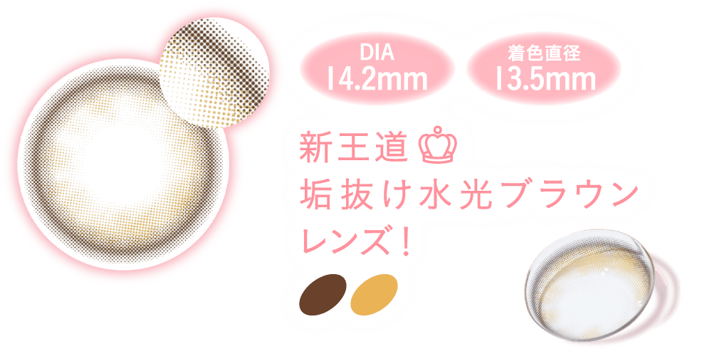 DIA14.2mm/着色直径13.5mm/新王道垢抜け水光ブラウンレンズ！